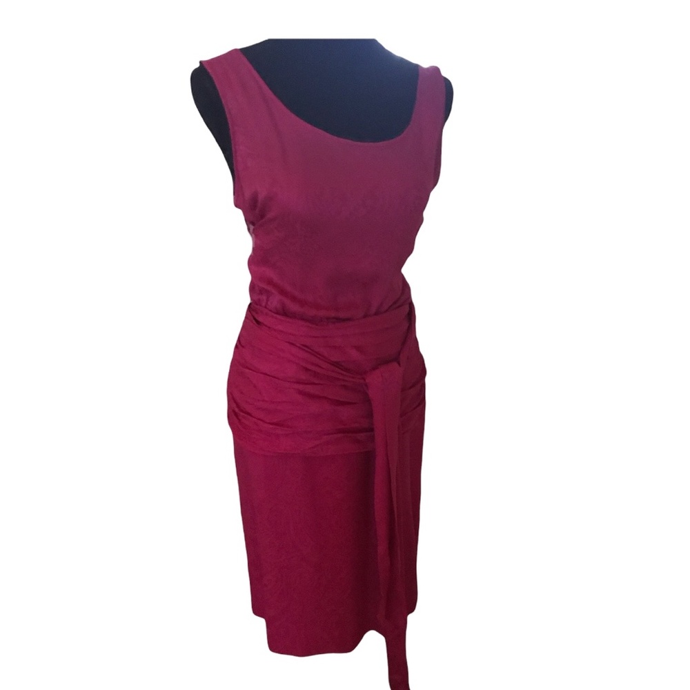 Albert Nipon Boutique Dress.  Hot pink-100% Silk.  Size 4.  Ruched waistline.